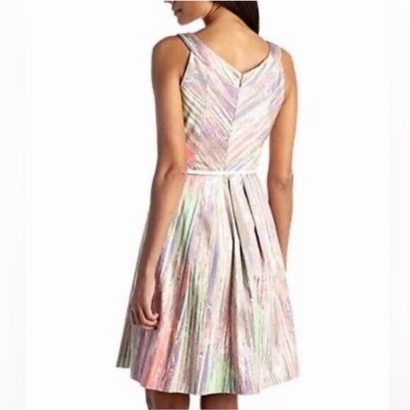 Calvin Klein V-Neck A-Line Fit and Flare Size 10 Multi Colored Pastel Watercolor - Picture 7 of 8